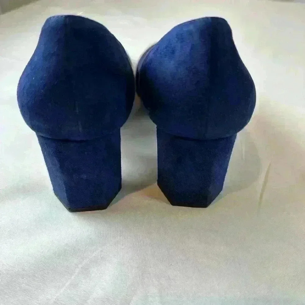 PRADA Calzature Donna Blue Suede Hexagon Heel Pumps, Size 38 - Picture 4 of 13